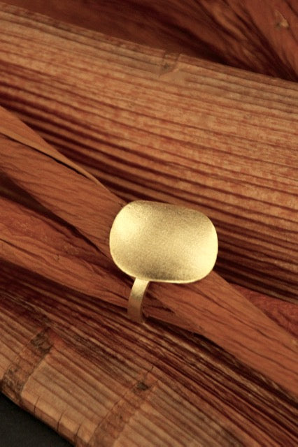 18k Gold plated rough circle adjustable ring