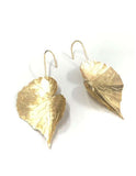 18k Gold Plated big leaf drop earrings