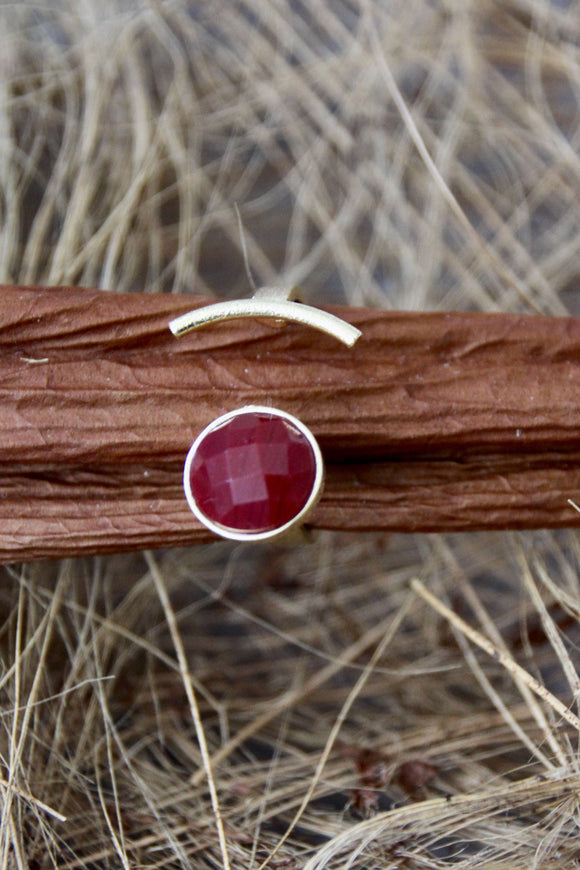 18K gold plated ruby adjustable ring