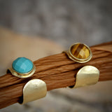 18K Gold plated adjustable ring w/ turquoise stone