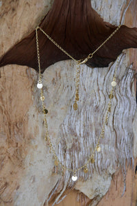 18K Gold plated multi disc drop short necklace