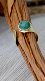 18K Gold plated adjustable ring w/ Emerald