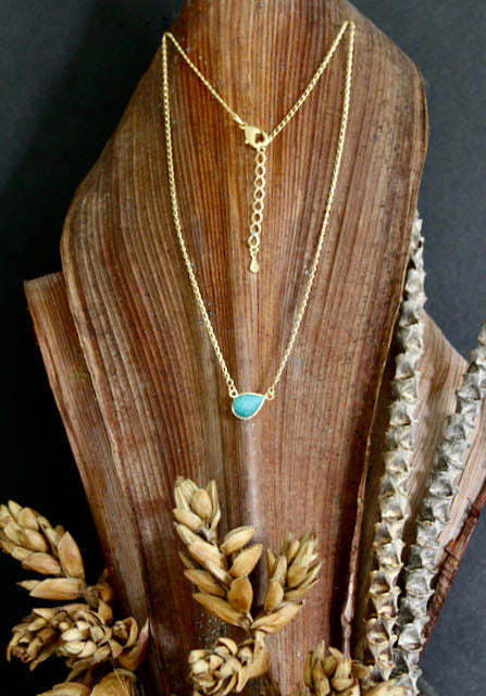 18K Gold plated necklace with Turquoise drop
