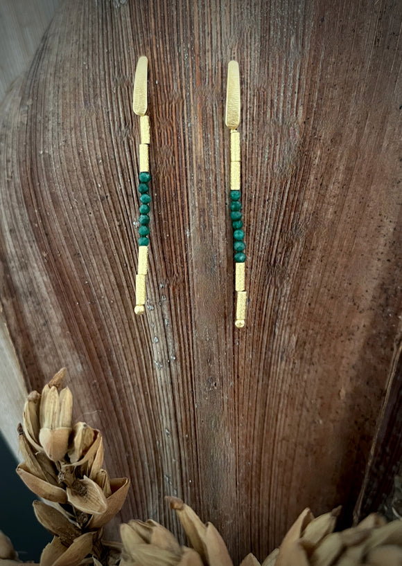 18K Gold plated earrings w/ Emerald jade