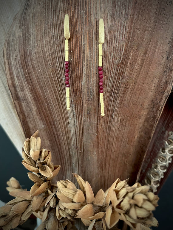 18k Gold plated earrings w/ Ruby