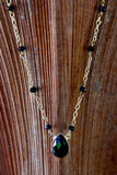 18K Gold plated necklace w/ Onyx drop