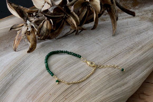 18K gold plated emerald bracelet