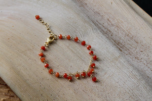 18K Gold plated orange jade bracelet