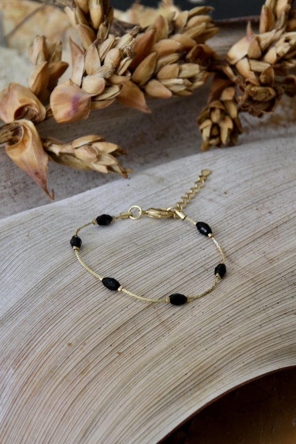 18K Gold plated w/ Onyx Crystal