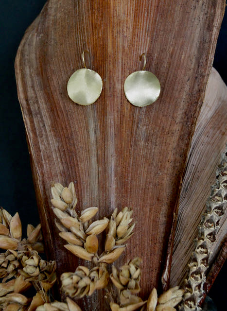 18K Gold plated medium rough circle earrrings