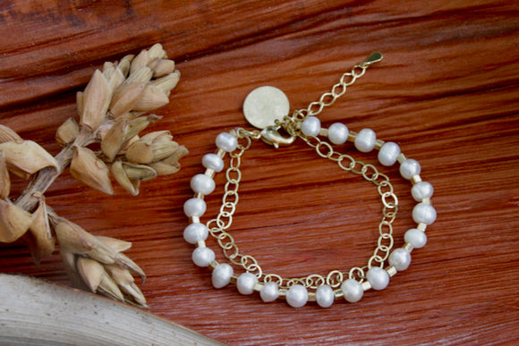 18K Gold plated Pearl bracelet