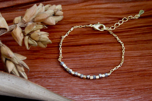 18K Gold plated bracelet w/ silver crystal