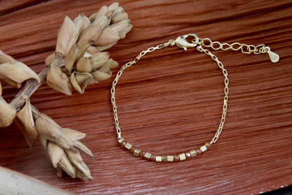 18K Gold plated bracelet w/ caramel crystal