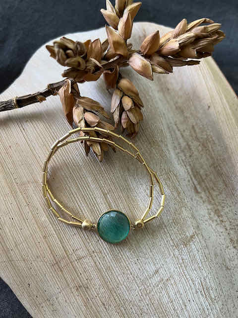 18K Gold plated bracelet w/ Paraiba Tourmaline stone