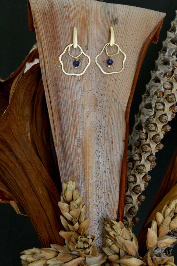 18K Gold plated earrings w/ Lapis Lazuli stone