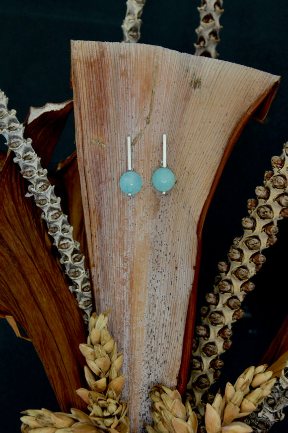 18K Rhodium plated earrings w/ Blue Quartz stone