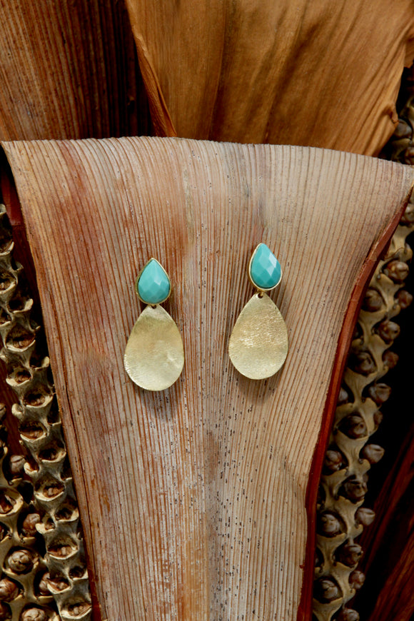 18K Gold plated earrings w/ Turquoise
