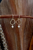 18K Gold plated mini hoop earrings w/ white pearl