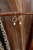 18K Gold plated mini hoop earrings w/ white pearl