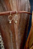 18K gold plated mini hoops earrings w/ Bronze Pearl