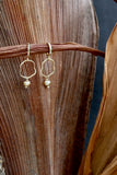18K gold plated mini hoops earrings w/ Bronze Pearl
